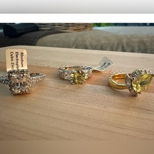 NWT Set of 3 Silver Cubic Zirconia Rings All Size 7 (Sold together) Sparkle
